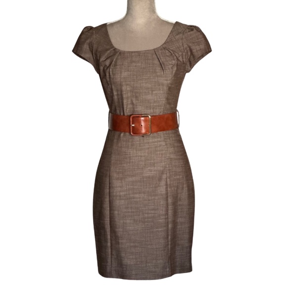 BCX Work Office Career Wear Dress Brown Cap Sleeve Sheath Sz 7 (Fits like 2/4) - Picture 2 of 10